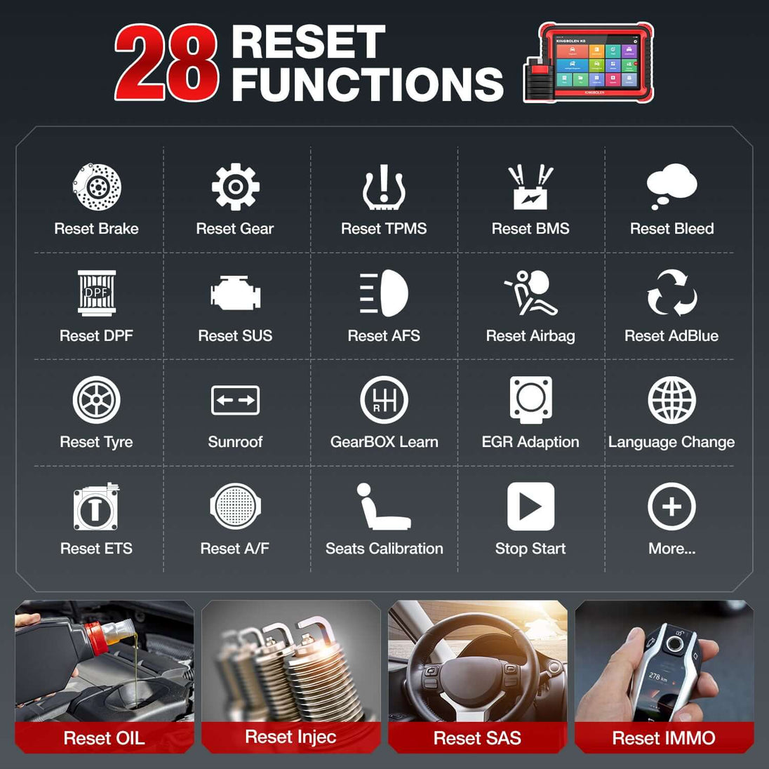 KINGBOLEN K8 Full Systems ECU Coding Bi-Directional OBD2 Scanner with 2 Years Update