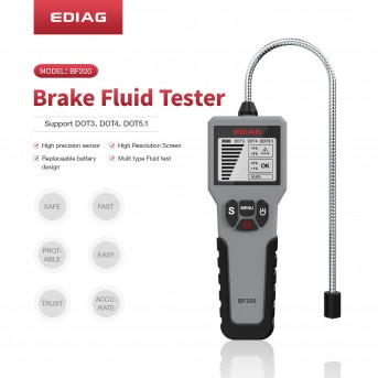 EDIAG Car Brake Fluid Digital Tester BF200 with High Resolution Screen Brake Fluid Tester for DOT 3 DOT4 DOT5.1