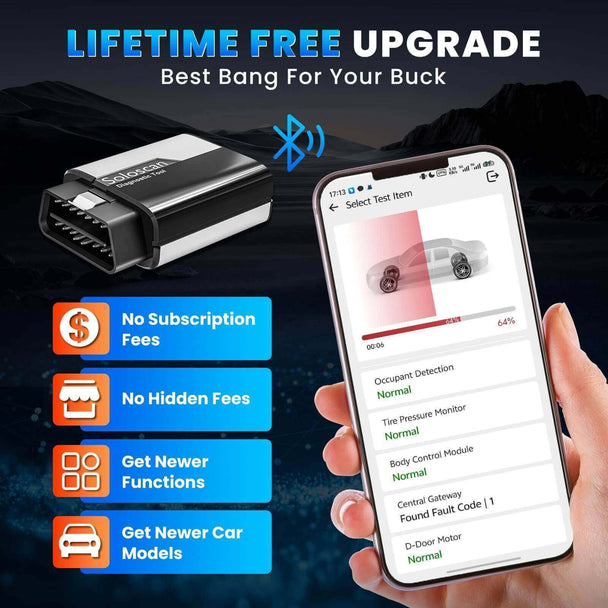 KINGBOLEN SOLOSCAN OBD2 Bluetooth Scanner for GM & Chevrolet– Lifetime Free Updates, Bi-Directional Control, ECU Coding & Full System Diagnostics