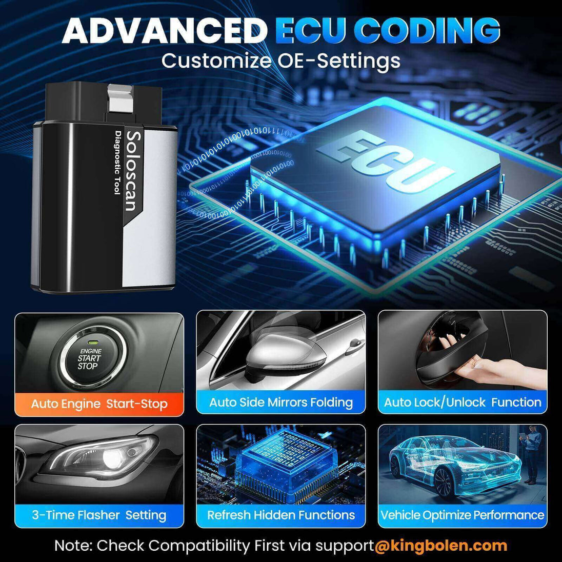 KINGBOLEN SOLOSCAN OBD2 Bluetooth Scanner for GM & Chevrolet– Lifetime Free Updates, Bi-Directional Control, ECU Coding & Full System Diagnostics