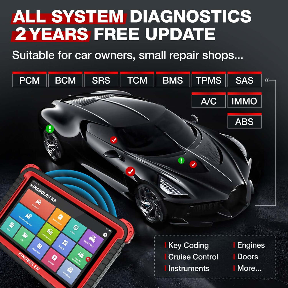 Ecu Coding Scanner KINGBOLEN® K8 Full Systems ECU Coding Bi-Directional OBD2 Scanner with