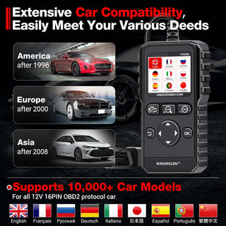KINGBOLEN YA200 OBD2 Scanner Car Code Reader, Multi-language