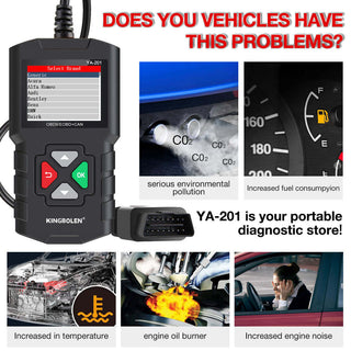 KINGBOLEN YA201 Enhanced OBD2 Scanner with Full OBD2 Functions,solve more problems