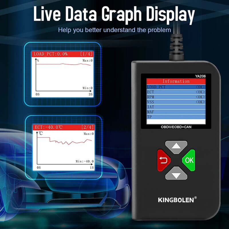 KINGBOLEN® YA206 OBD2 Scanner Code Reader,colorful screen