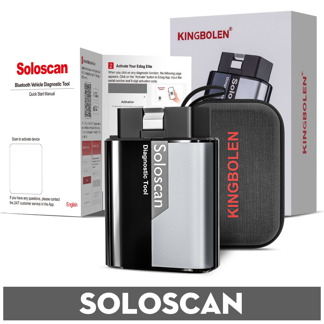KINGBOLEN SOLOSCAN OBD2 Bluetooth Scanner for GM & Chevrolet– Lifetime Free Updates, Bi-Directional Control, ECU Coding & Full System Diagnostics